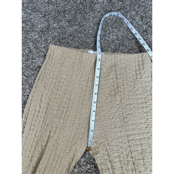 MNG Mango Opening Texture Trousers Slit Hems Flared Leg Pant Tan Women’s S Beach - Picture 10 of 12